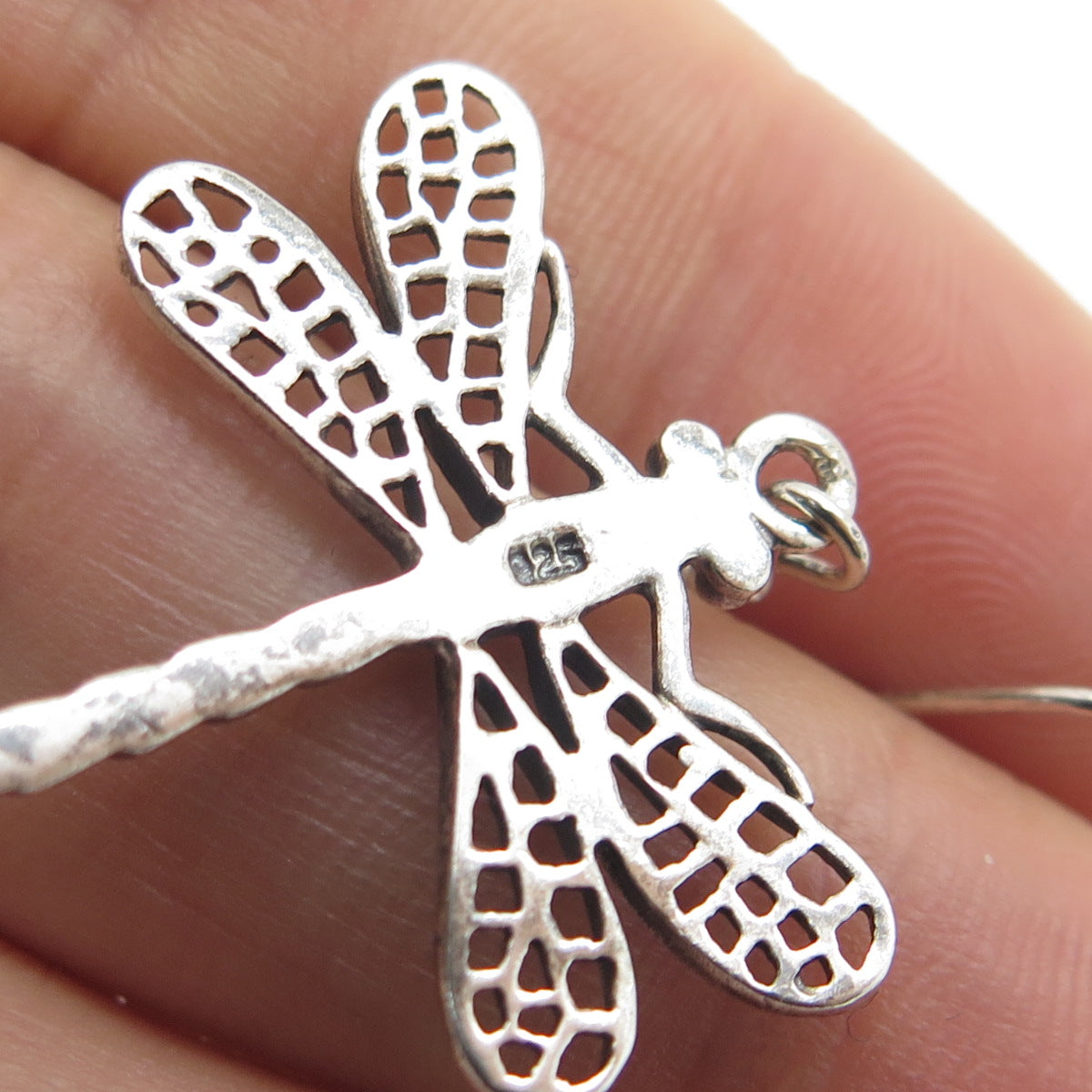 925 Sterling Silver Vintage Dragonfly Dangle Earrings