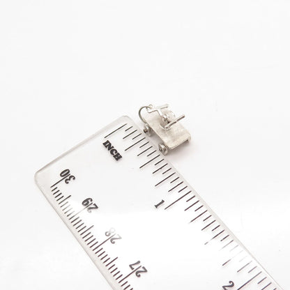 925 Sterling Silver Vintage Hand Trolley Movable Charm Pendant