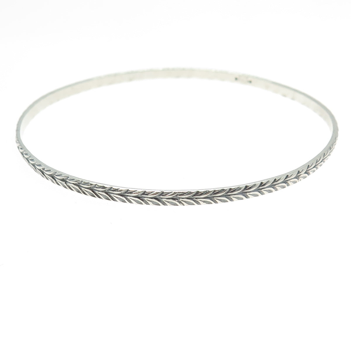 BEAU 925 Sterling Silver Vintage Engraved Bangle Bracelet 8"