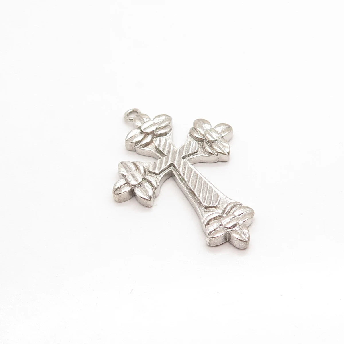 925 Sterling Silver Vintage Striped Cross Pendant