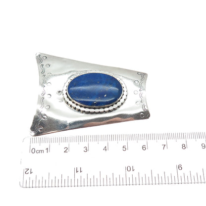 PHYLLIS WOODS 925 Sterling Silver Vintage Real Lapis Lazuli Modernist Brooch