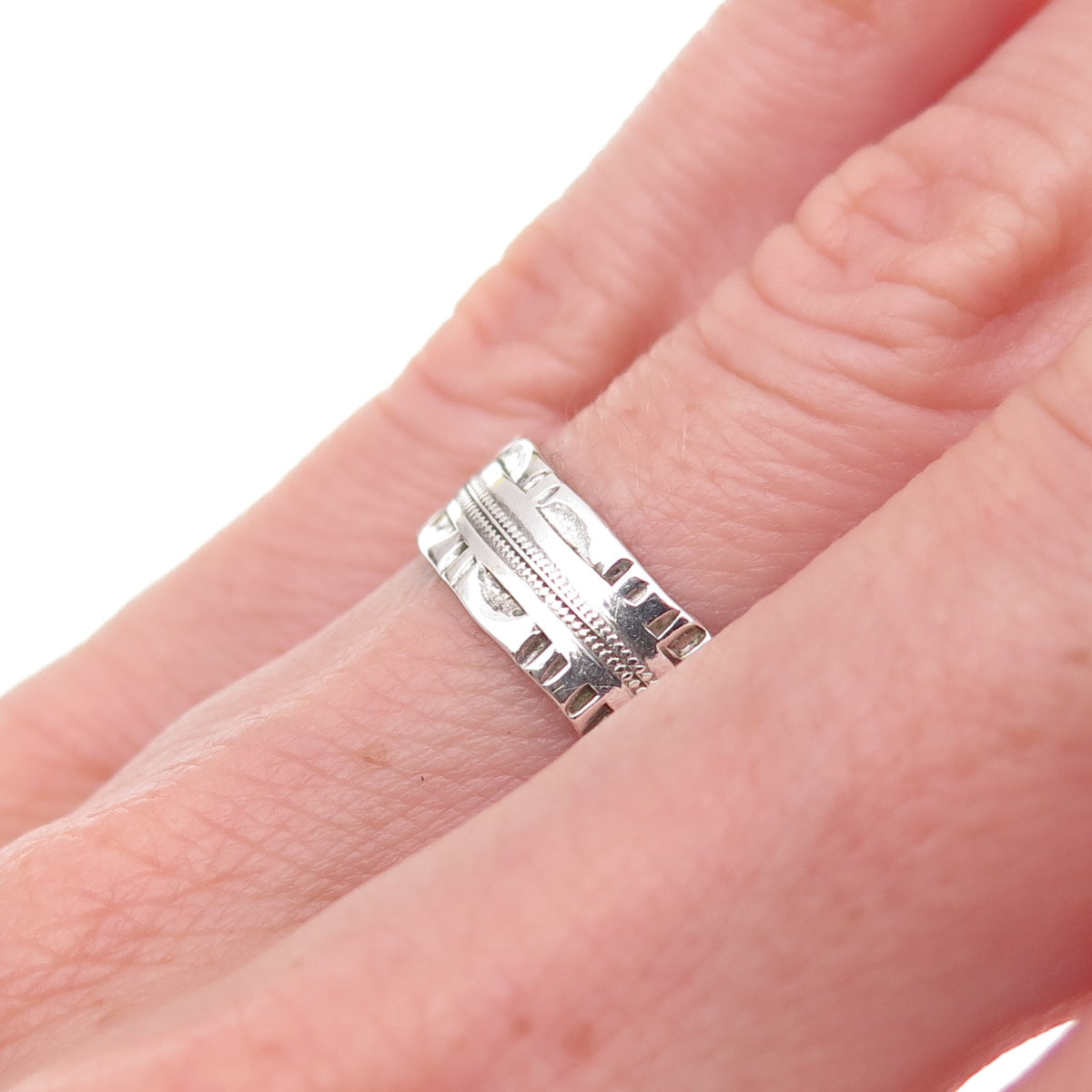 J.D. Schlang Co. 925 Sterling Silver Antique Art Deco Oxidized Band Ring Size 6