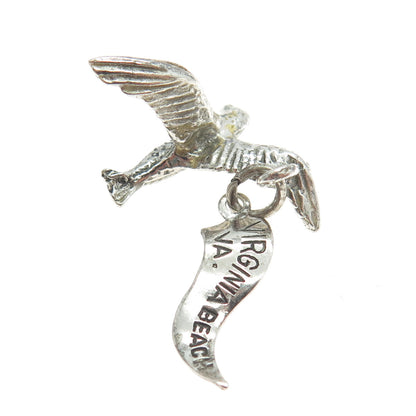 PACIFIC JEWELRY 925 Sterling Silver Vintage "Virginia Beach" Seagull 3D Pendant