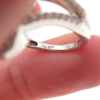 925 Sterling Silver Round-Cut C Z Sparkle Ring Size 6