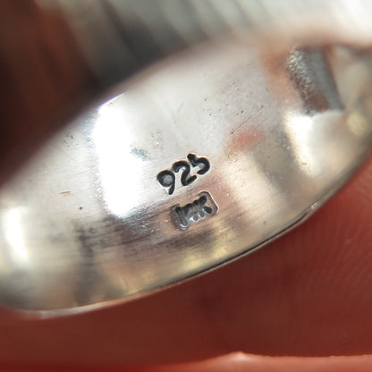 925 Sterling Silver & 14K Gold Vintage Modernist Heart Oxidized Ring Size 7.5