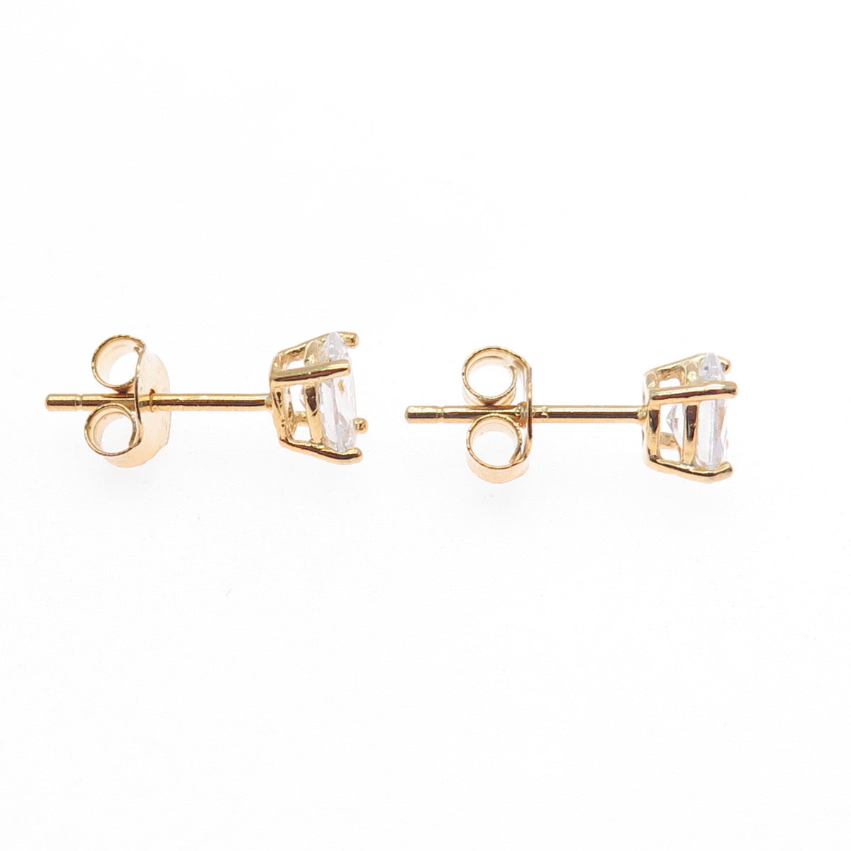 925 Sterling Silver Gold Plated Oval-Cut C Z Stud Earrings