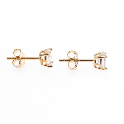 925 Sterling Silver Gold Plated Oval-Cut C Z Stud Earrings