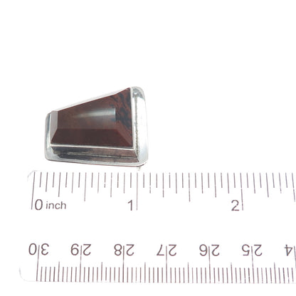 925 Sterling Silver Vintage Real Mahogany Jasper Modernist Slide Pendant
