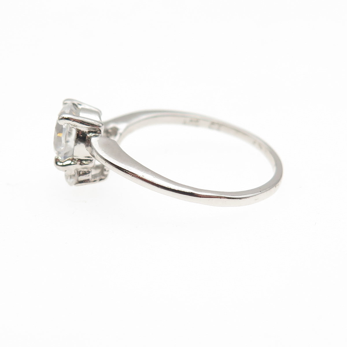 925 Sterling Silver Round-Cut C Z Bypass Engagement Ring Size 7.25