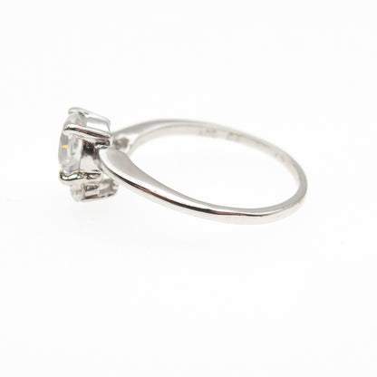 925 Sterling Silver Round-Cut C Z Bypass Engagement Ring Size 7.25