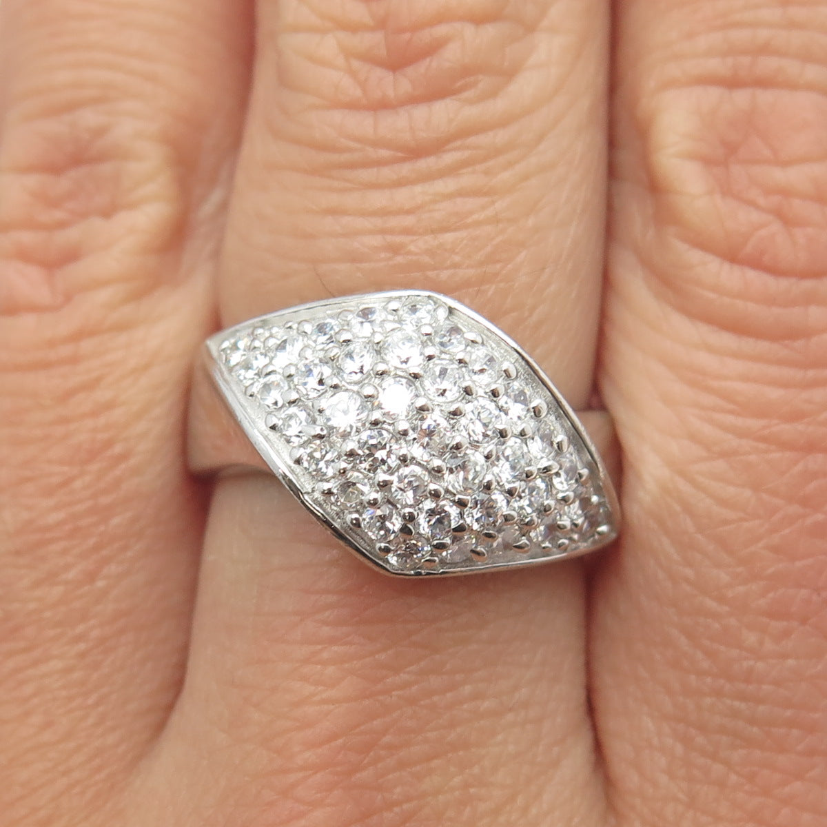 925 Sterling Silver Pave C Z Ring Size 8.25