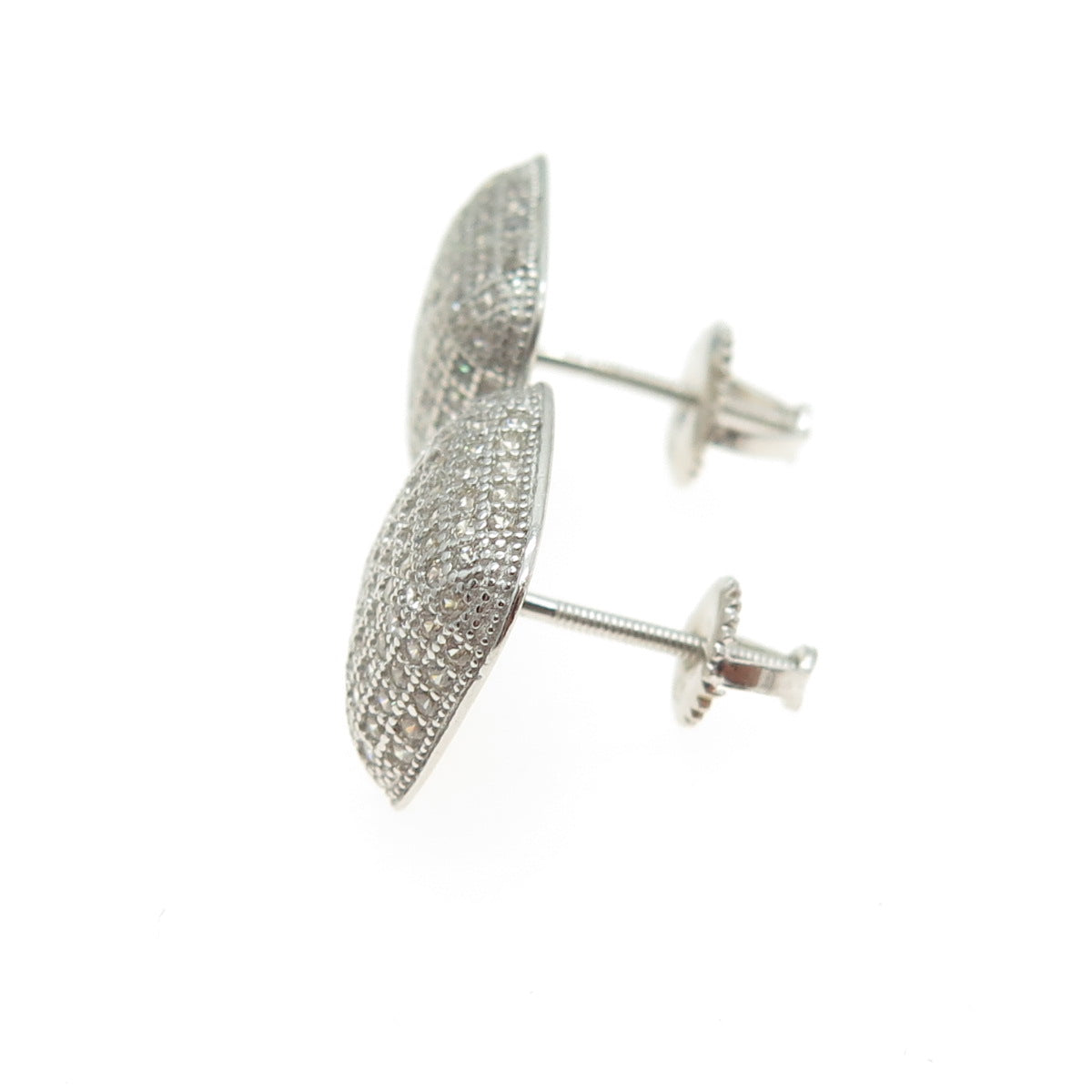 925 Sterling Silver Round-Cut Shaped C Z Stud Earrings