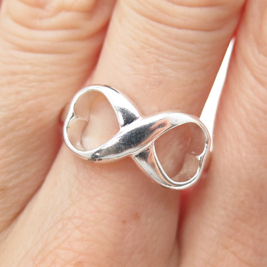 925 Sterling Silver Vintage Sisters Forever Infinity Ring Size 8.25