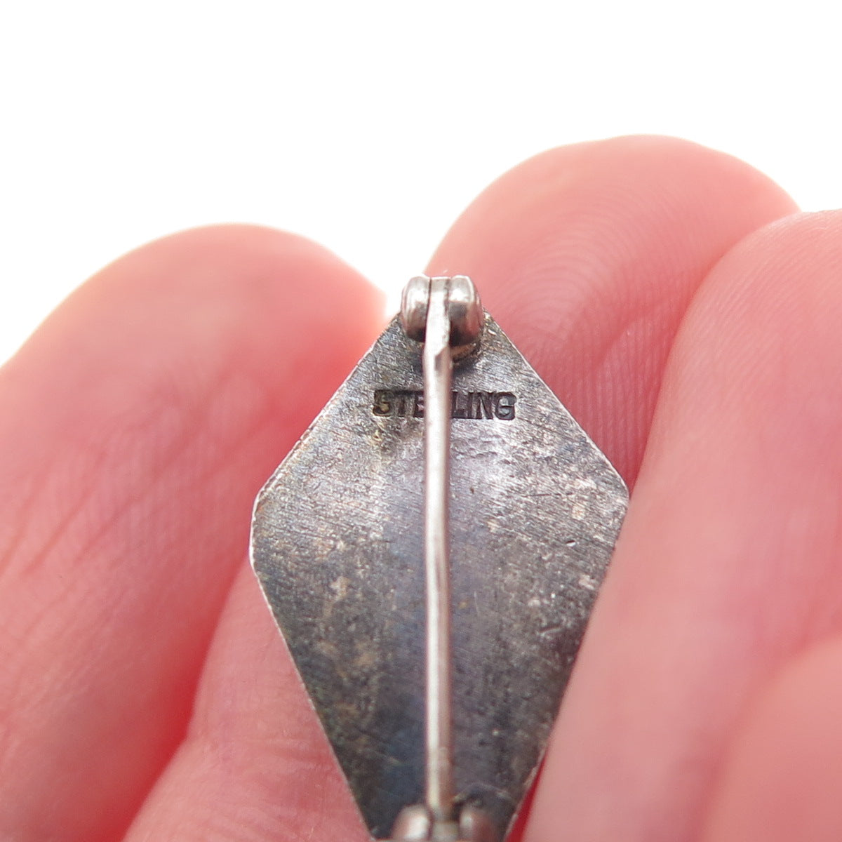 925 Sterling Silver Antique Enamel Mount Virgin Young People's Club Pin Brooch