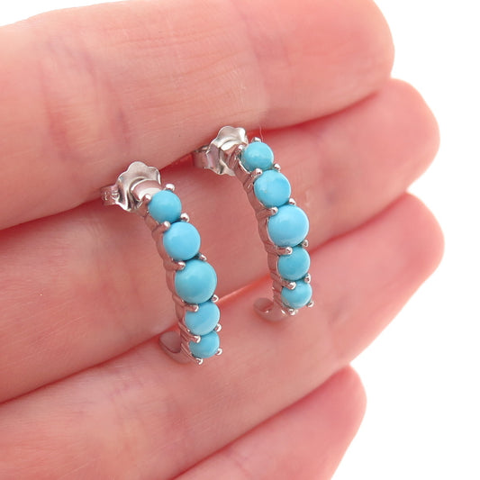 925 Sterling Silver Real Sleeping Beauty Turquoise Earrings
