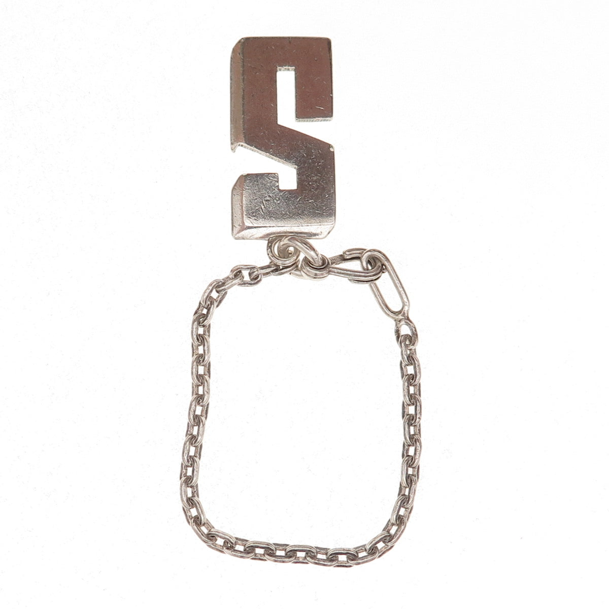 925 Sterling Silver Vintage Letter S Initial Fob Key Chain