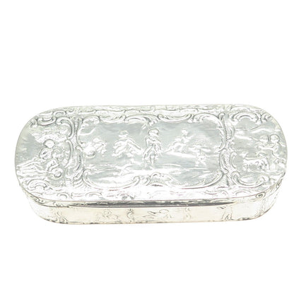 930 Silver Antique Art Deco Netherlands Genre Scene Collectable Tobacco Box