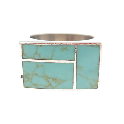 Chapal Zenray 925 Sterling Silver Vintage Real Tyrone Turquoise Ring Size 7.75