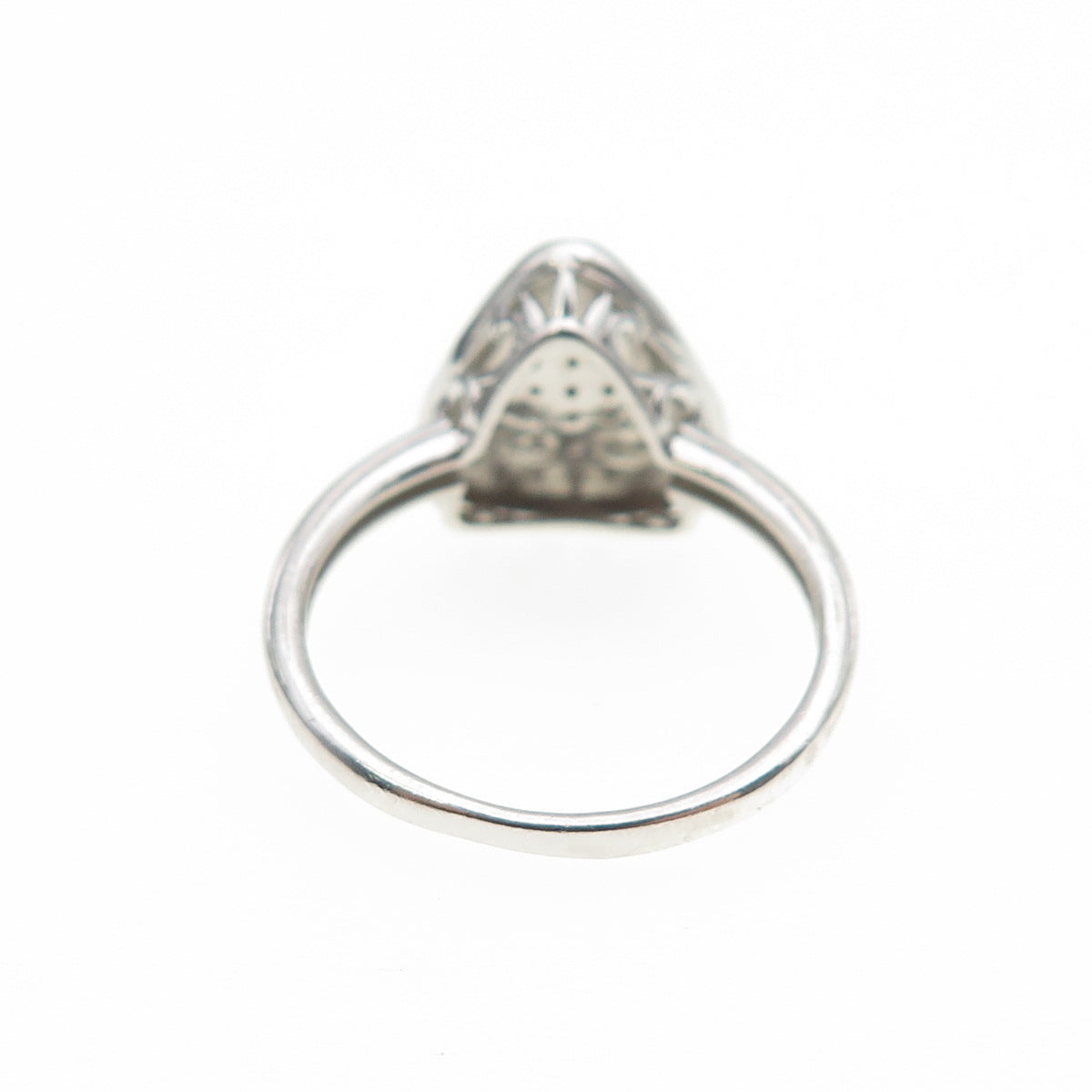 925 Sterling Silver Real Round-Cut Diamond Triangle Ring Size 7