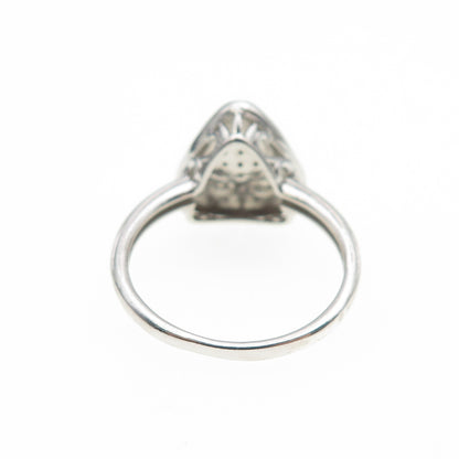 925 Sterling Silver Real Round-Cut Diamond Triangle Ring Size 7