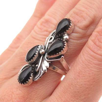 Lisa Williams Navajo Old Pawn Sterling Silver Vintage Black Onyx Ring Size 7.5