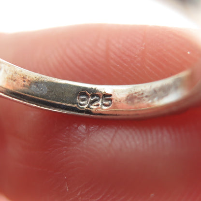 925 Sterling Silver Vintage Spiral Oxidized Stackable Band Ring Size 3.75
