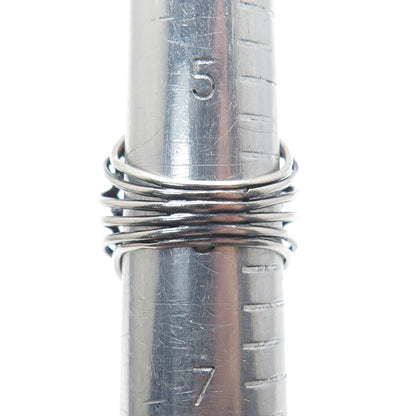 925 Sterling Silver Vintage Real Carnelian Modernist Oxidized Ring Size 6