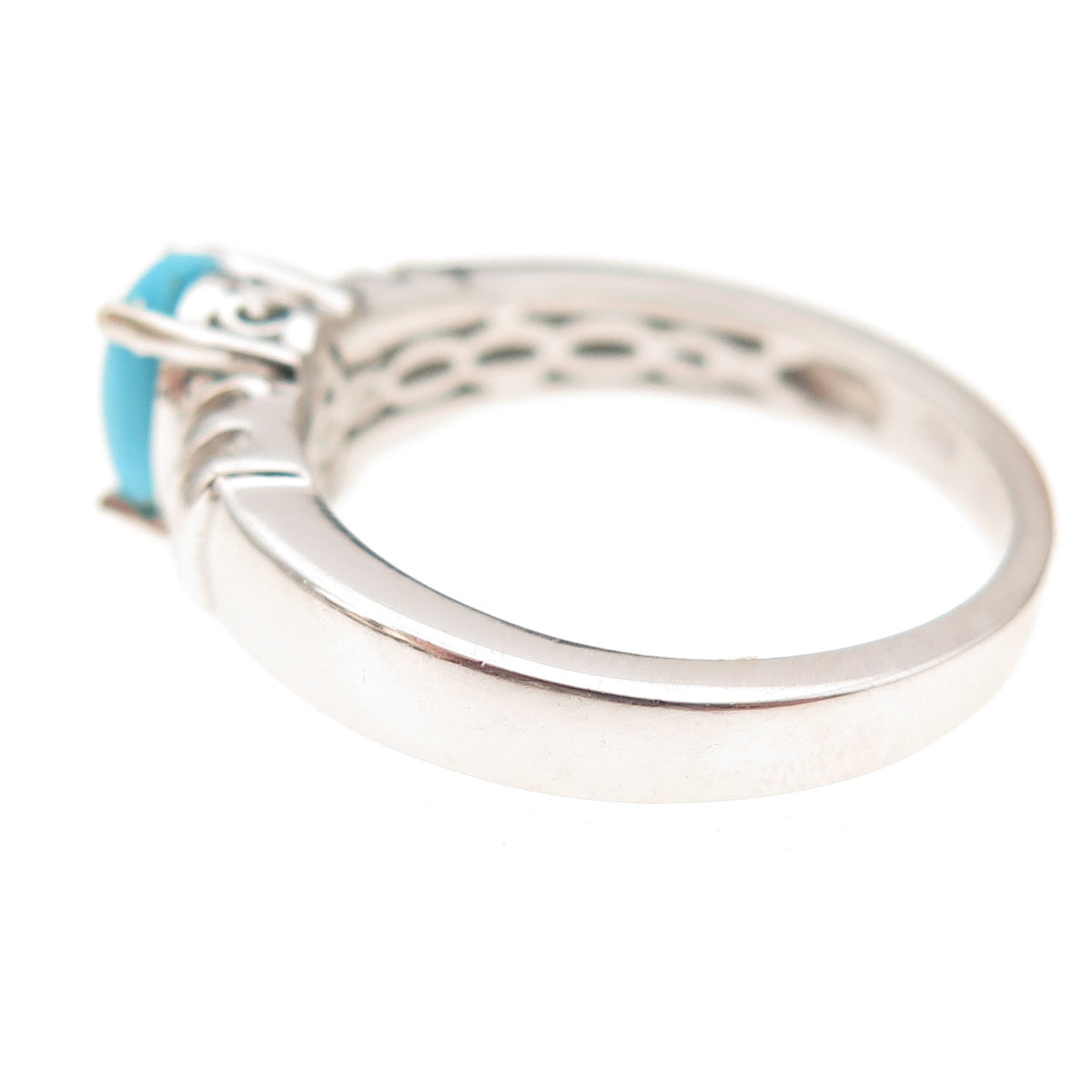 Chuck Clemency 925 Sterling Silver Real Diamond & Turquoise Ring Size 8.25