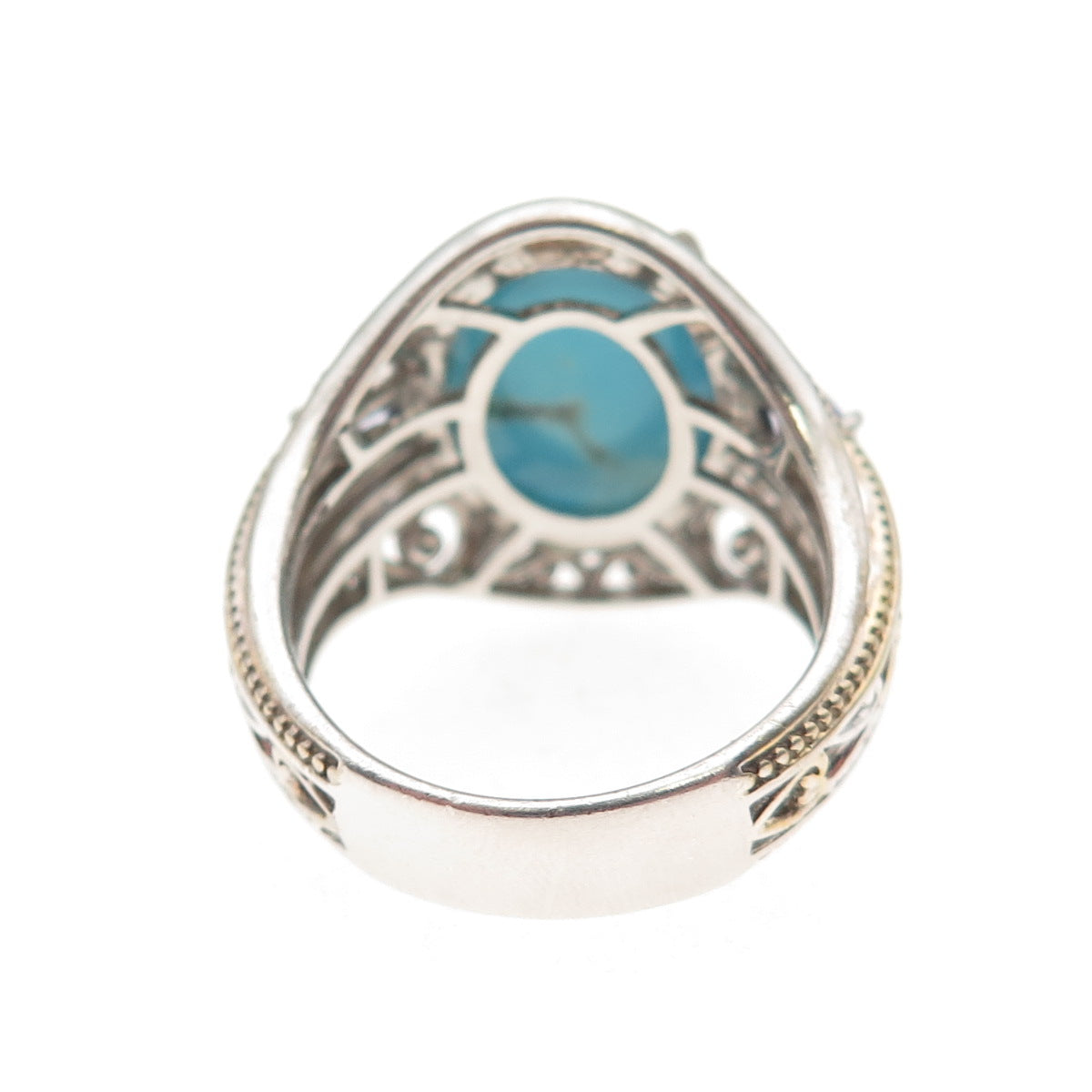 Michael Valitutti Gems En Vogue 925 Sterling Turquoise Tanzanite Ring Size 8.25