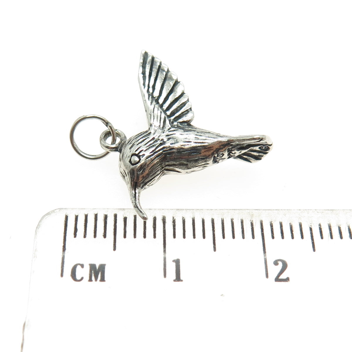 JEZLAINE 925 Sterling Silver Vintage Hummingbird 3D Charm Pendant