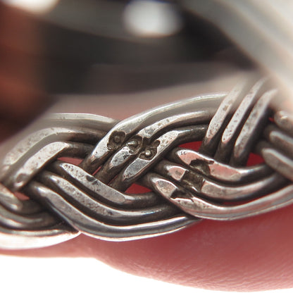 925 Sterling Silver Vintage Mexico Wicker Band Ring Size 9.25
