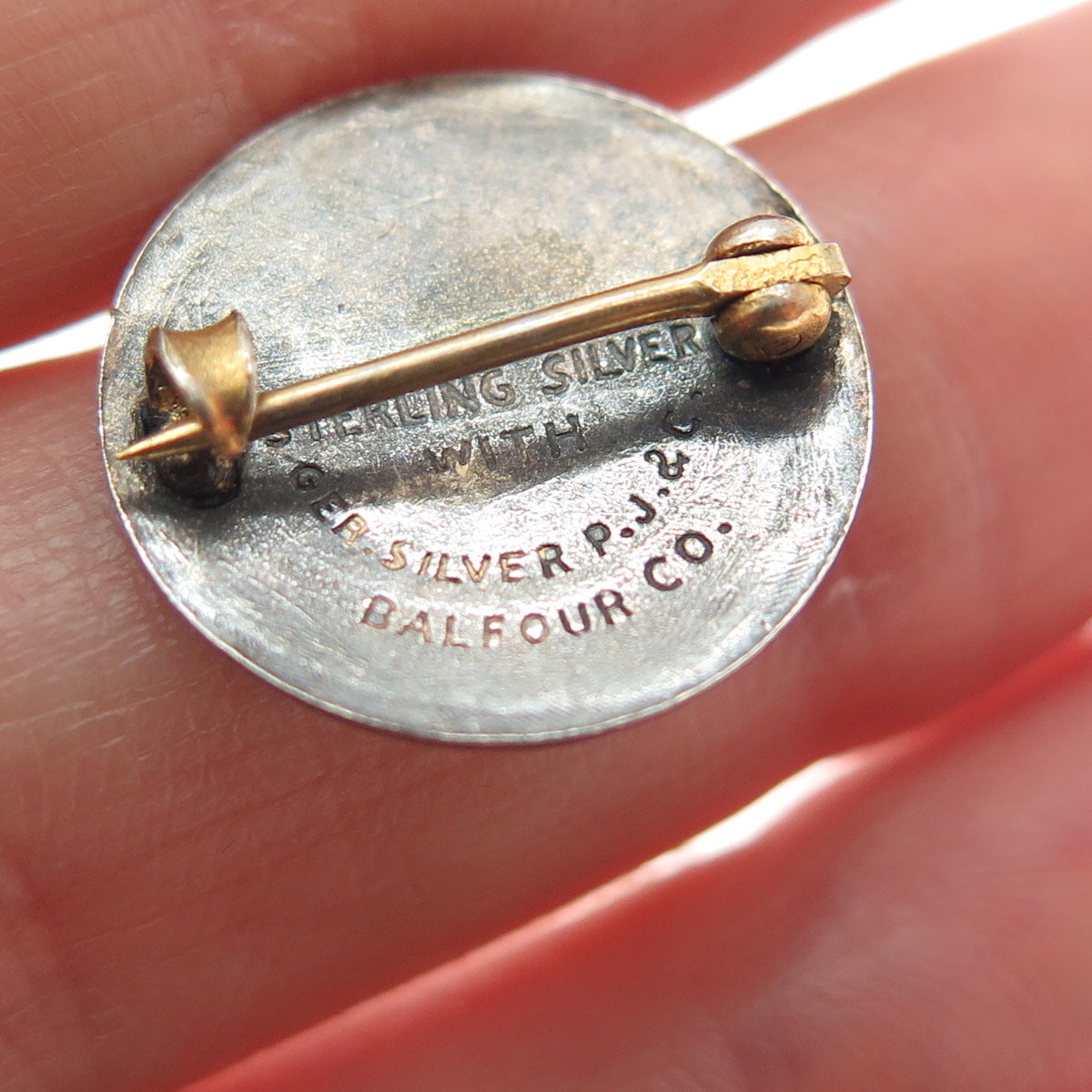 BALFOUR Sterling GP Antique Enamel Palmer Method For Progress in Writing Brooch
