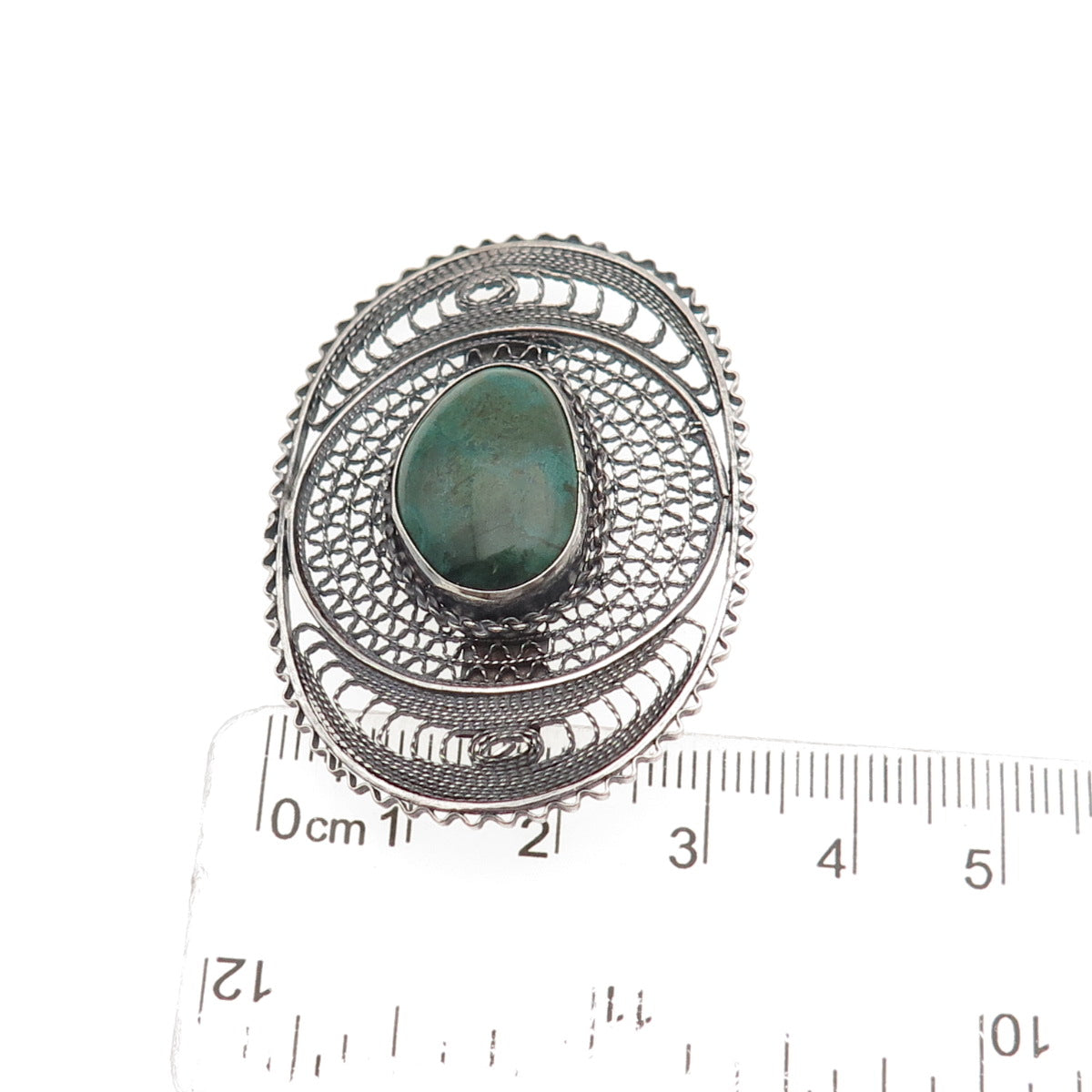 935 Silver Vintage Israel Real Eilat Modernist Filigree Oxidized Pin Brooch