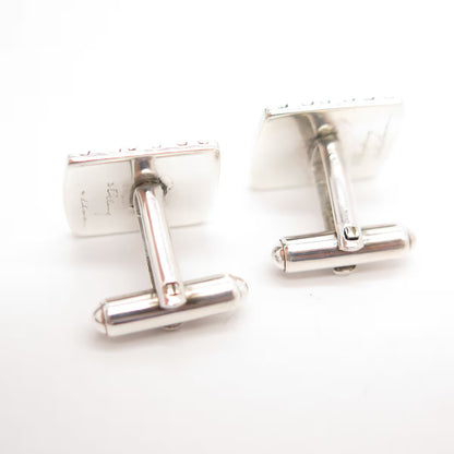 925 Sterling Silver Vintage Striped Square Cufflinks