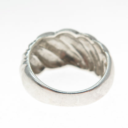 925 Sterling Silver Vintage Modernist Wavy Ring Size 7
