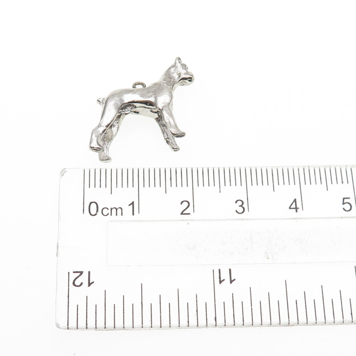 925 Sterling Silver Vintage Pit Bull Dog Mini 3D Charm Pendant