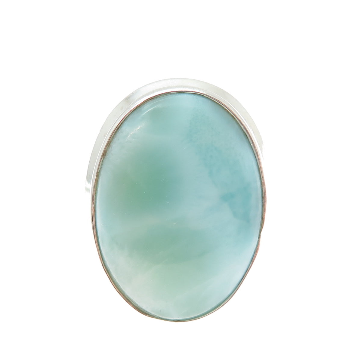 925 Sterling Silver Vintage Real Cabochon Larimar Modernist Ring Size 7.25