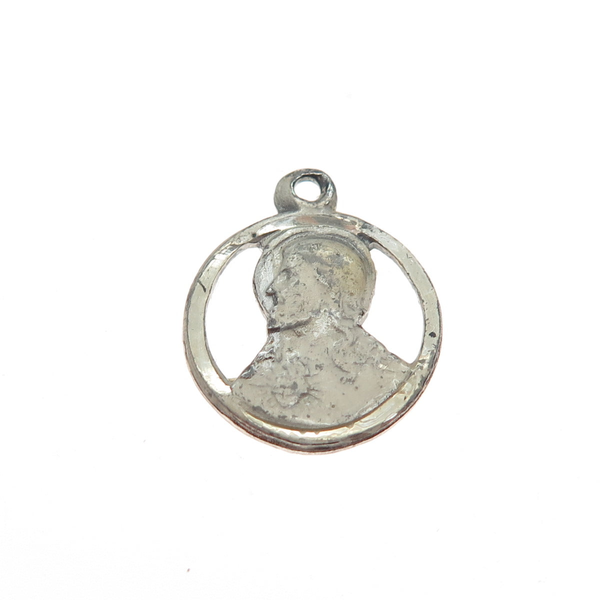 925 Sterling Silver Vintage Jesus Sacred Heart Minimalist Charm Pendant