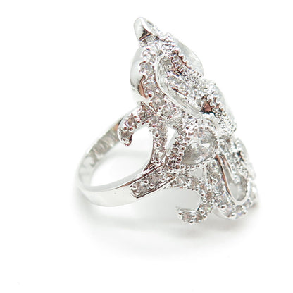 CFJ Collins Fine Jewelry Sterling Silver Multi-Cut C Z Bohemian Ring Size 7.5