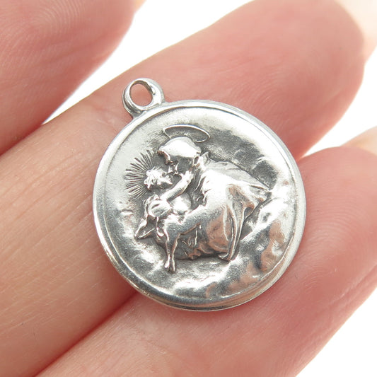 800 Silver Vintage St. Anthony Medal Religious Pendant