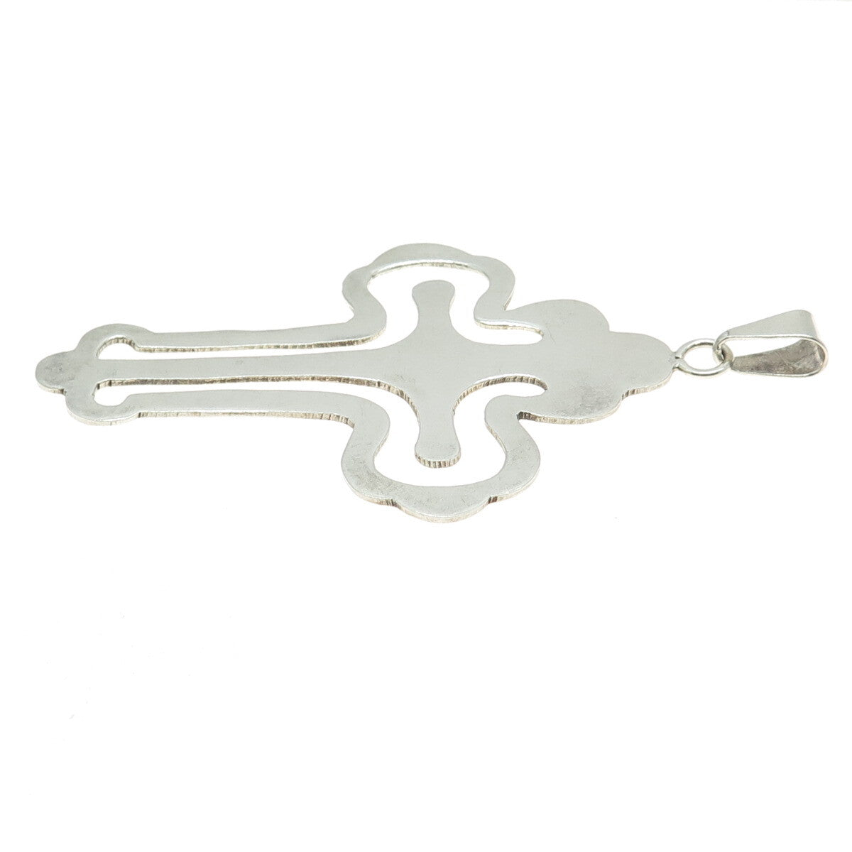 925 Sterling Silver Vintage Mexico Cross Modernist Pendant