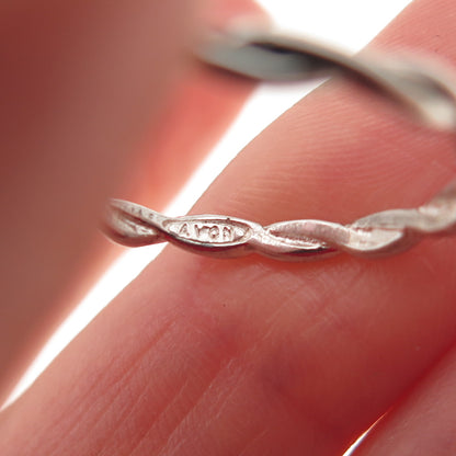 AVON 925 Sterling Silver Vintage Woven Stackable Oxidized Band Ring Size 9