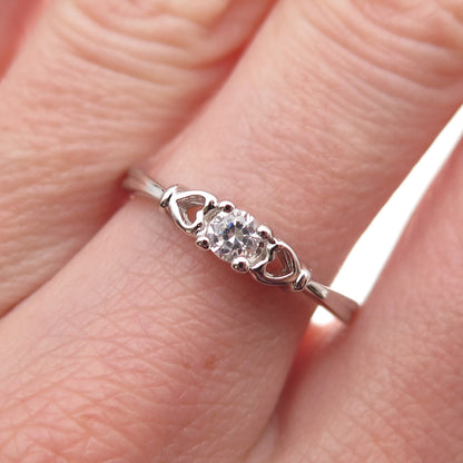 925 Sterling Silver Round-Cut C Z Heart Engagement Ring Size 8