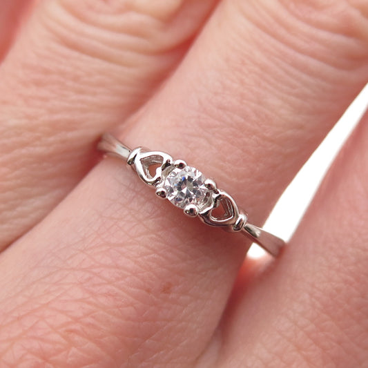 925 Sterling Silver Round-Cut C Z Heart Engagement Ring Size 8