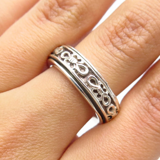 925 Sterling Silver Vintage Ornate Band Ring Size 7