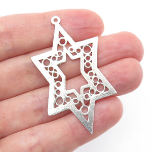 925 Sterling Silver Vintage Star of David Charm Pendant