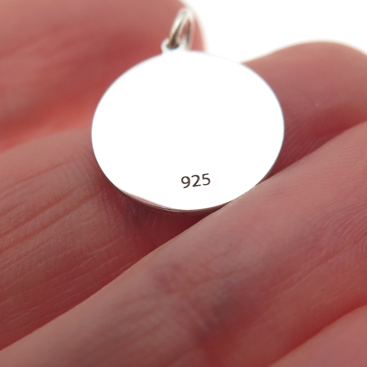 925 Sterling Silver Blue Enamel Star Round Tag Mini Charm Pendant