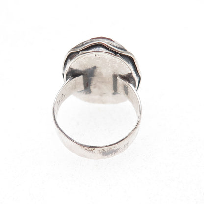 Didae 925 Sterling Silver Vintage Israel Real Carnelian Modernist Ring Size 7