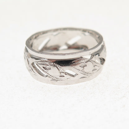 J.D. Schlang Co. 925 Sterling Silver Antique Art Deco Heart Band Ring Size 6