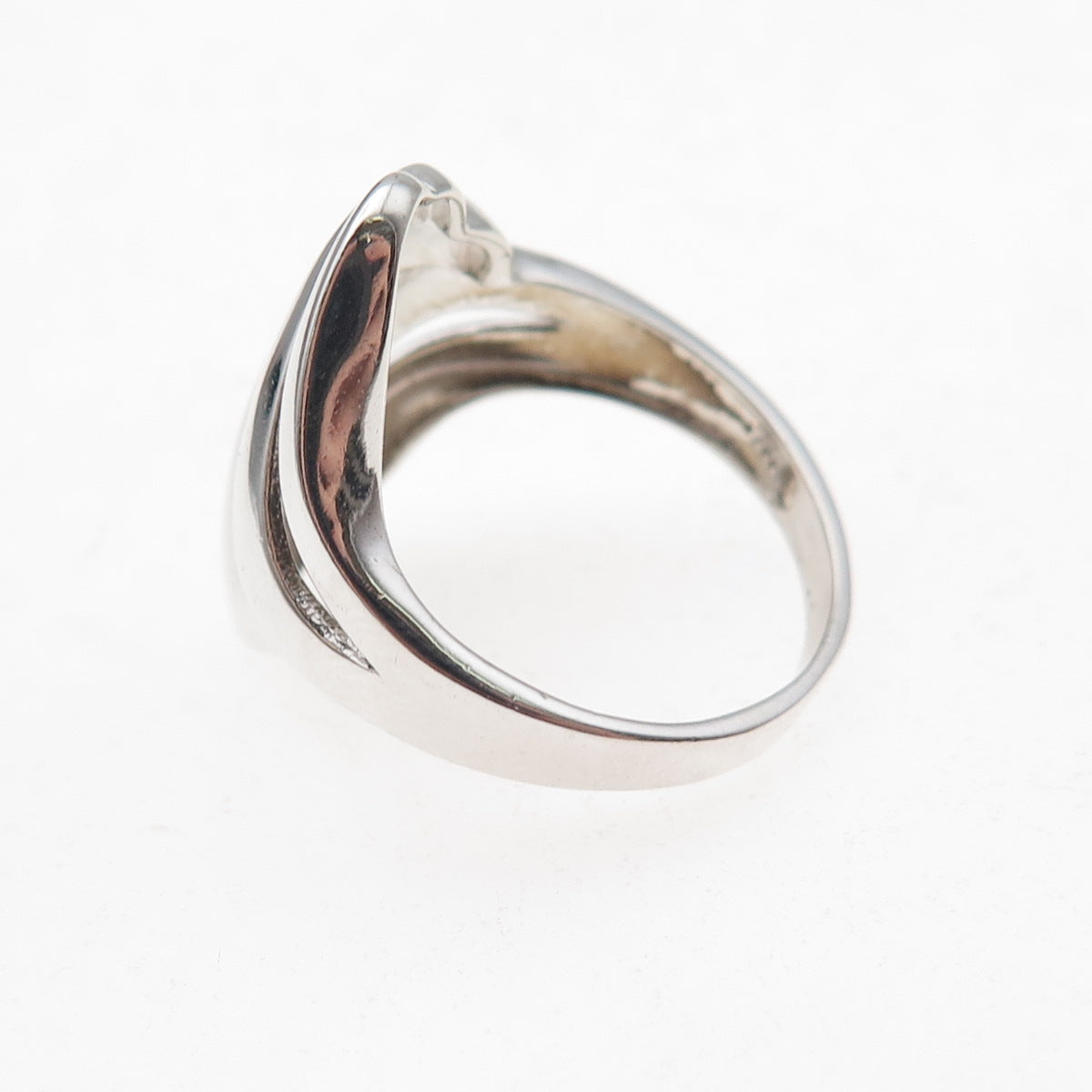 925 Sterling Silver Vintage Modernist Ribbed Ring Size 7